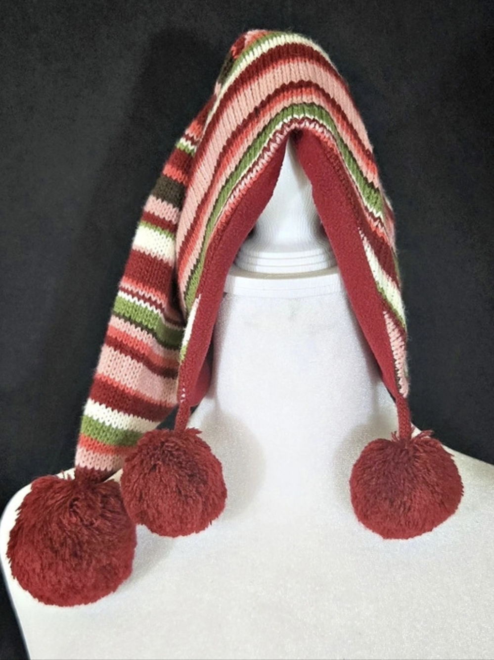 Old Navy Striped Knit Hat with Pom-Poms L/XL Like New#754